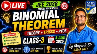 H : jee main /advance class 11 mathematics : Binomial Theorem class-3( 3 june 2026 )