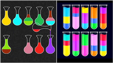 Color Sort Water Pouring Gameplay 19 ,  Android Games ios Walkthrough Simulator Think Brain Puzzle