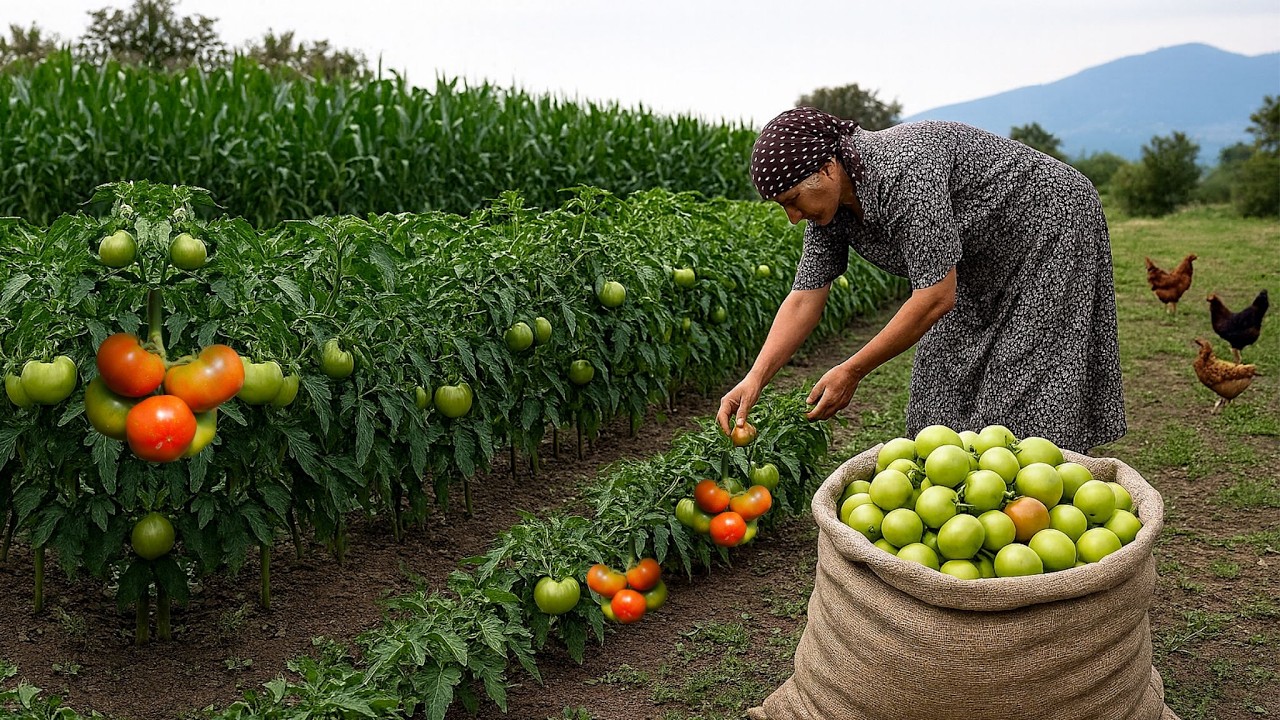 🍅 Натуральный способ приготовления маринованных зелёных помидоров 🫙 | 🏞️ Деревенская жизнь в Азербай