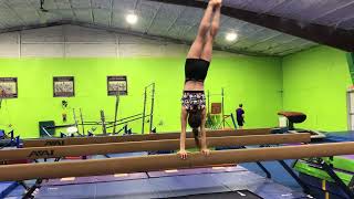 Balance Beam Cartwheel to Handstand 3/4 twist Dismount