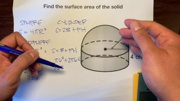 Surface Area of Composite Figures - Hemisphere on top of a Cylinder