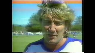 Rock Star Rod Stewart playing Football in Los Angeles for The Exiles - John Mangos - 1987