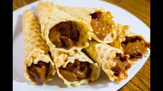 ТРУБОЧКИ со СГУЩЕНКОЙ В ЭЛЕКТРОВАФЕЛЬНИЦЕ \ Тесто для трубочек \ Трубочки со сгущенкой рецепт ТРУБОЧКИ со СГУЩЕНКОЙ В ЭЛЕКТРОВАФЕЛЬНИЦЕ \ Тесто для трубочек \ Трубочки со сгущенкой рецепт