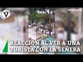 Turista catalana saca una bandera independentista de catalua  y le cantan el que viva espaa