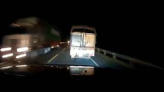 Pursuit chase truck violates traffic high speed at night of car Traffic police