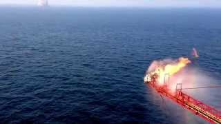Offshore flare gas, Persian Gulf, offshore drilling rig
