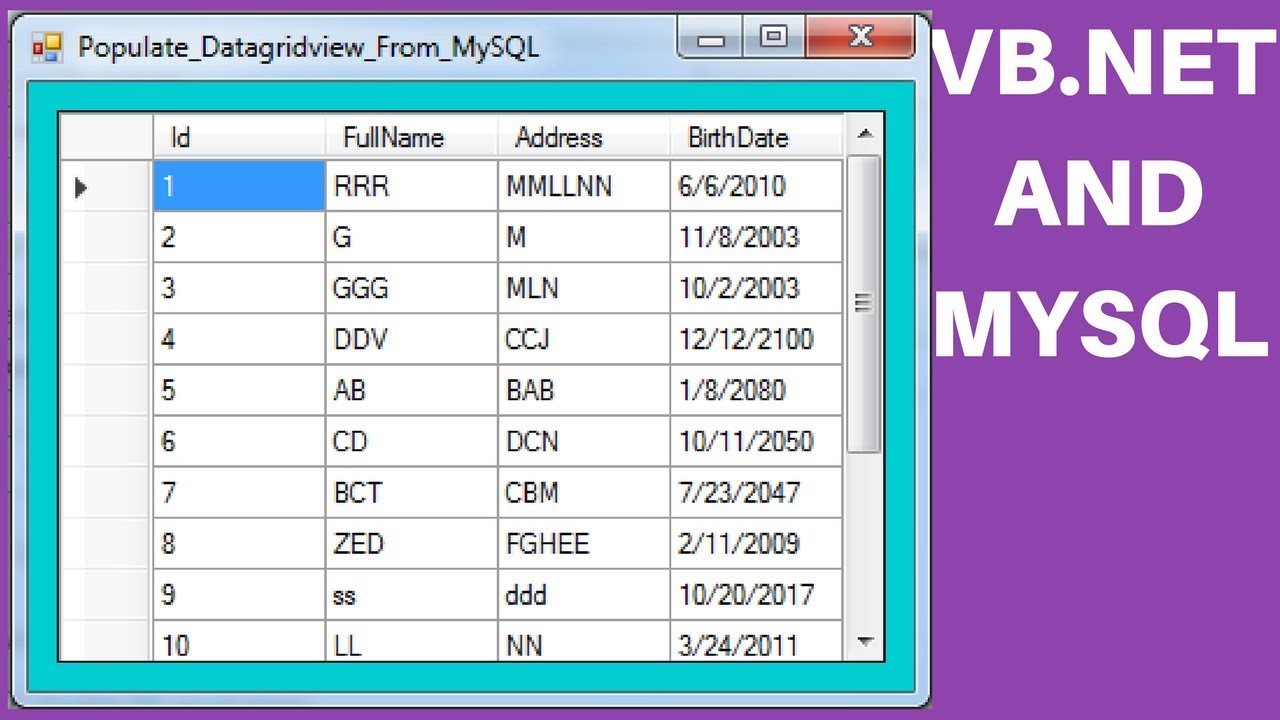 How To Add Data To A Datagridview In Visual Basicnet Using Visual Images