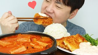 회사에서 스팸 세트 받아 신나서 스팸김치찌개 생선까스 먹방하는 직장인 소소한먹방