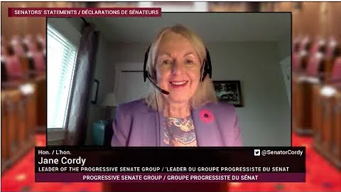 Senator Cordy speaks about Aboriginal Veterans Day and Remembrance Day - Nov 5, 2020 (English feed)