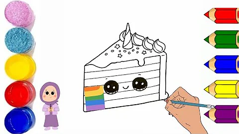 How to draw Rainbow cake slice | drawing easy for kids ‎@Gul-e-ZahraArt