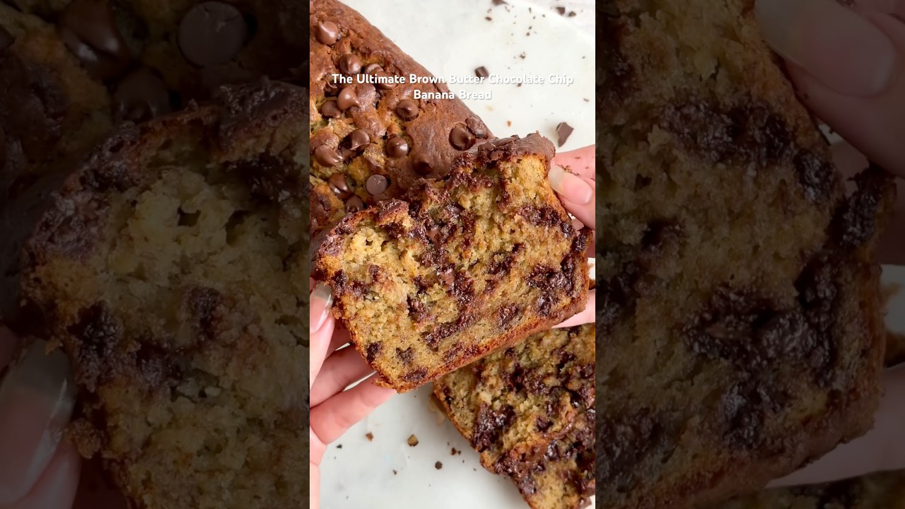 The Ultimate Chocolate Chip Banana Bread - a classic dessert honed to perfection! 🤤 #bananabread