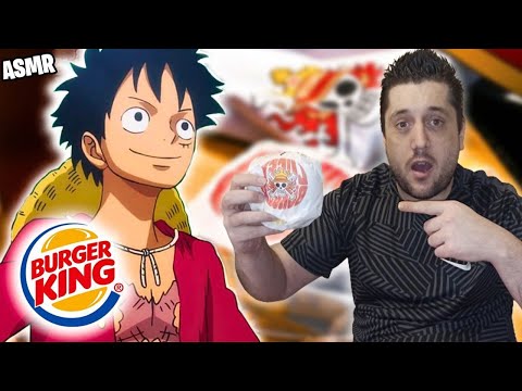 ASMR : JE TESTE LE NOUVEAU BURGER DE ONE PIECE (LE MENU LUFFY) DE CHEZ BURGER KING 