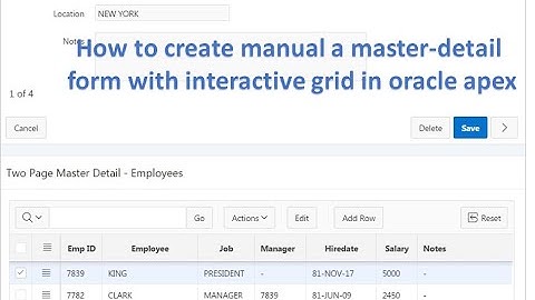 How to create manual a master detail form with interactive grid in oracle apex