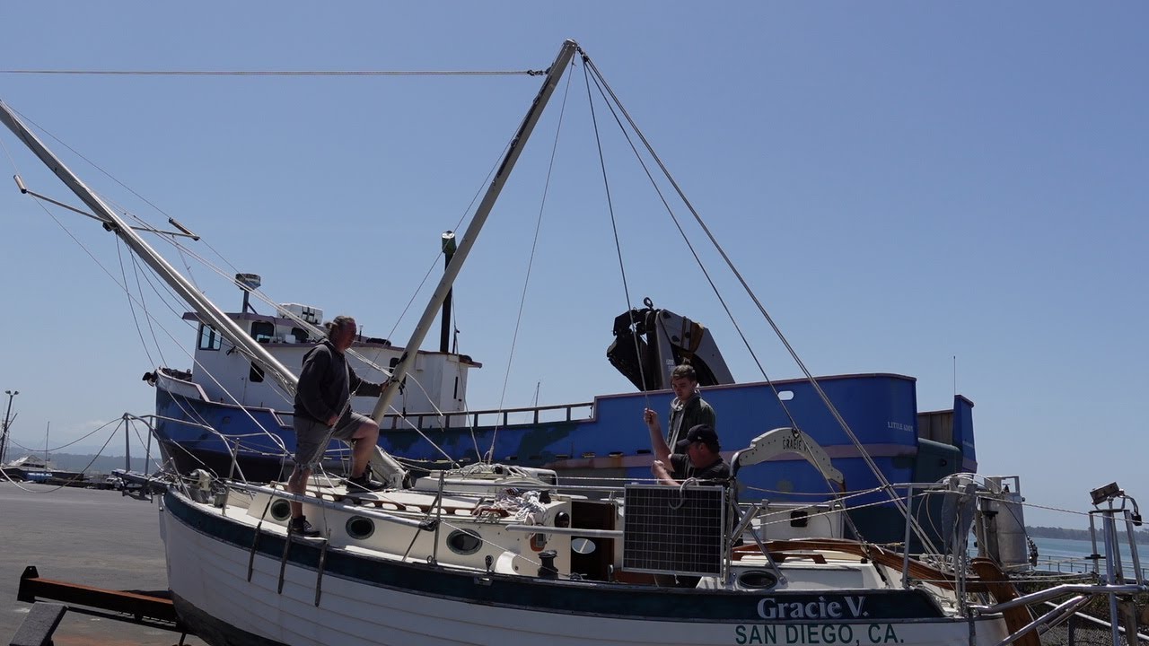 6. Mig Meets Her Trailer, We lower the mast and load her on the Trailer!