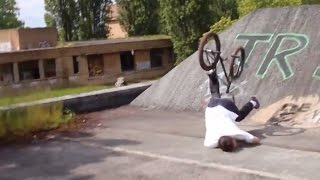 BMX - Huge Half Cab Attempt To Face Plant