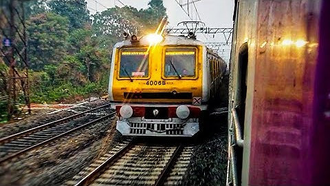 Parallel Train Race between EMU Trains : Arambagh-Howrah Local vs Katwa-Howrah EMU Local Train | IR