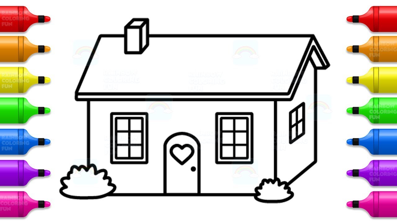 How to Draw Kids Doll House - Learn Colors and Drawing for