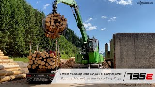 Timber handling with our pick & carry experts - SENNEBOGEN 735 E