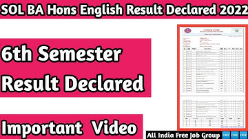 SOL BA English Hons Result Declared 2022 | Semester 6th Result