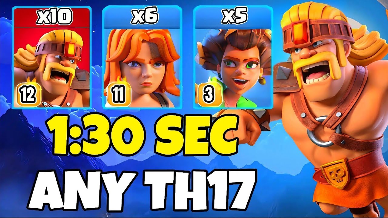 TH17 Root Rider+Valkyrie+Super Barbarian Attack Strategy|Best Th17 Attack Strategies(Clash of Clans)