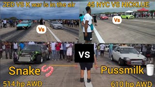 45 NYC VS JAMAICA PUSSMILK🥛 VS SNAKE🪱 DRAG SHOOT OUT AT VERNAMFIELD RACE TRACK🇯🇲🔥 EPISODE 2