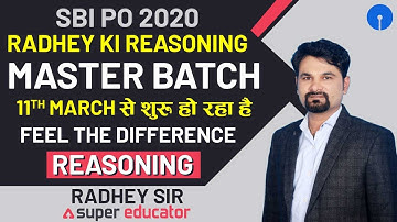 Radhey Ki Reasoning I Master Batch I SBI PO 2020 I By Radhey Sir