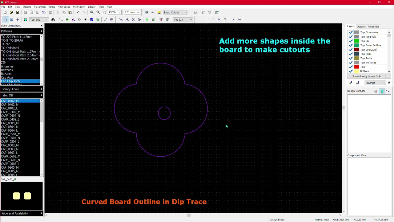 Dip Trace Curved Board Outline