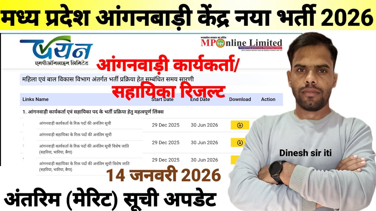 मप्र.आंगनवाड़ी कार्यकर्ता /सहायिका रिजल्ट I आंगनवाड़ी पात्र सूची कैसे देखें Iमेरिट सूची अपडेटेड जारी