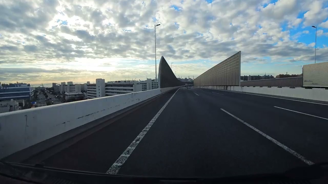 横浜 関内付近から高速道路を通って福浦駅付近まで　　　　　　　Yokohama Drive｜Kannai to Fukuura｜Bay Bridge & Industrial Area
