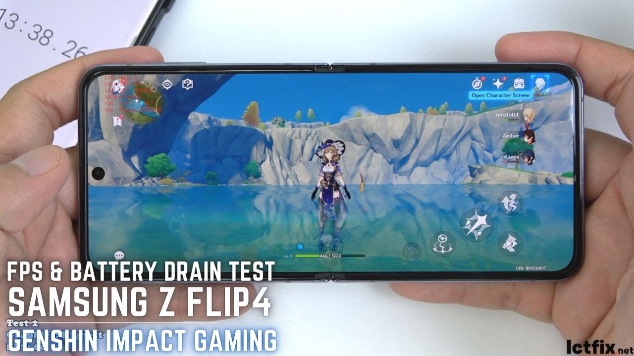 Samsung Z Flip 4 Genshin Impact Gaming test Snapdragon 8+ Gen 1, 120Hz Display YouTube