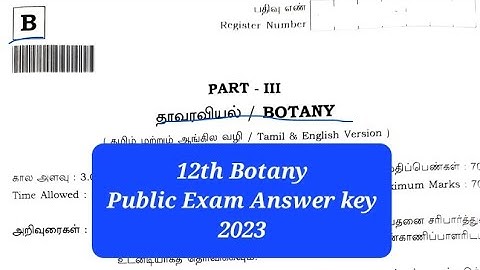 12th Botany Public Exam Answer Key 2023