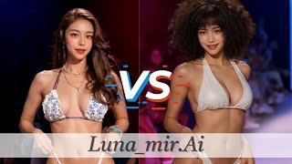 [4K60] SlowMotion 1 vs 2 bikini fashion Runway catwalk fashionweek model recommend popular