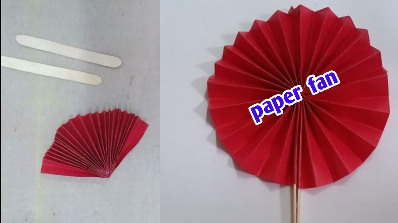Paper hand fan making / how to make paper fan for kids YouTube