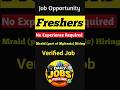 Job Opportunity For Freshers #job #dailyjobs #pune #freshers #shorts #trending #easyworkfromhomejobs