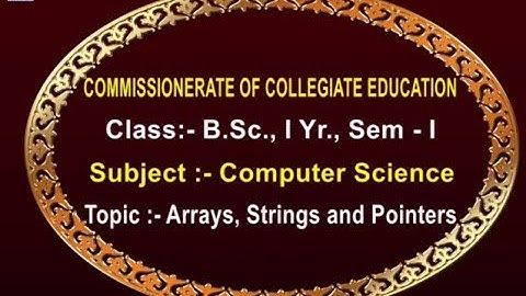 CCE || Computer Science  - Arrays, Strings And Pointers || Live With Dr.B.Sambasiva Rao