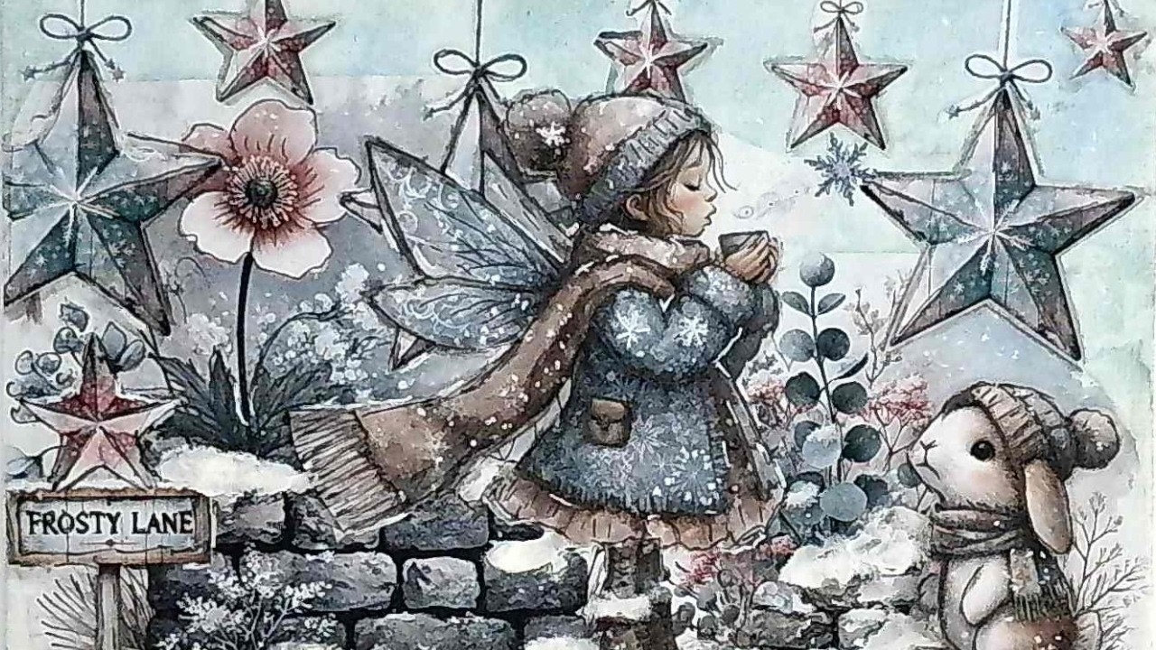 MIXED MEDIA Winter Whispers Piece 2 | mixed media | media art | media art journaling |aesthetic art