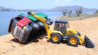 Scania Dumper Accident Highway Road Pulling Out Jcb Machine And Swaraj Tractor ? Cartoon Jcb | Cstoy