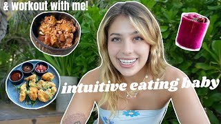 INTUITIVE WHAT I EAT IN A DAY (realistic &amp; workout w/ me)