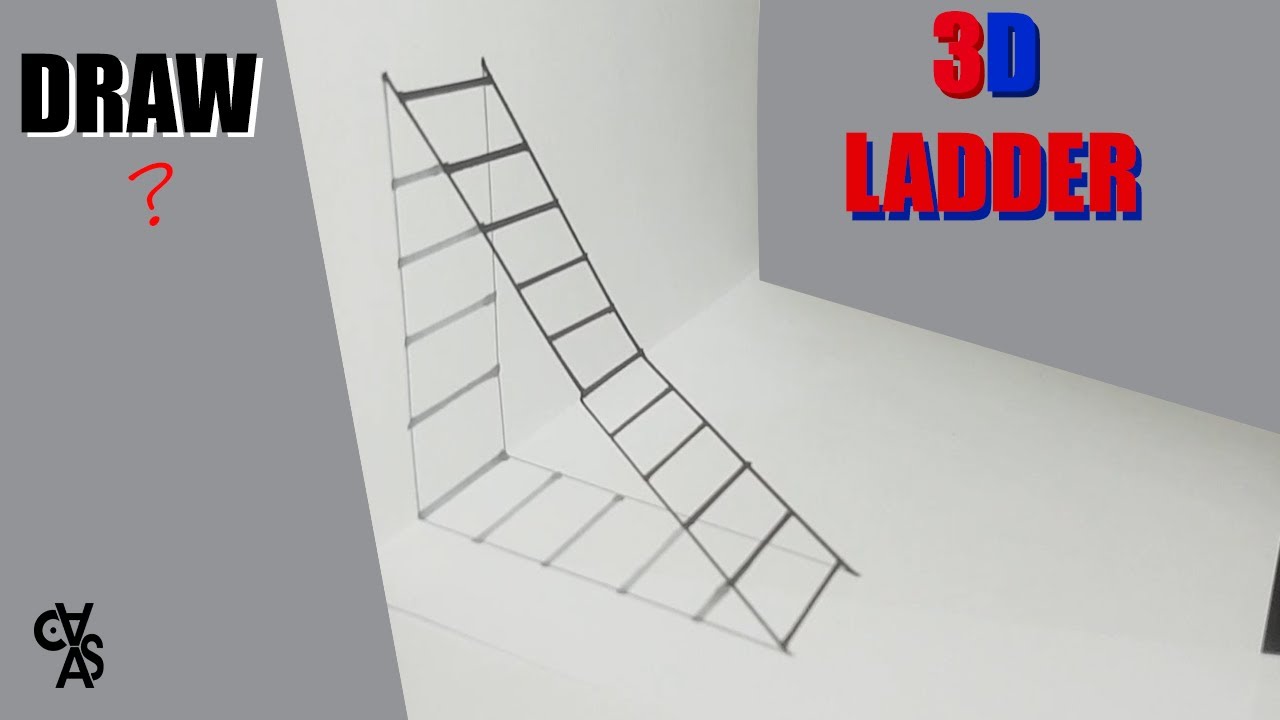 Let's Draw 3D Ladder 3D Trick Folded Paper AC Art School YouTube