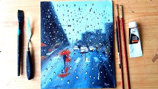raindrops acrylic painting