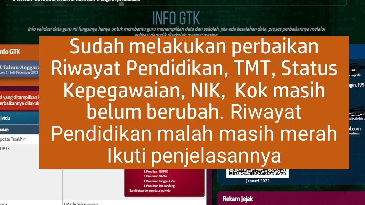 Sudah melakukan perbaikan riwayat pendidikan, TMT, Status Kepegawaian,  kok masih belum berubah.
