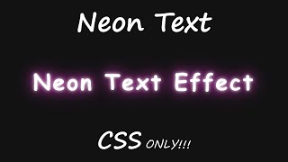 CSS Neon Text | Text Animation CSS