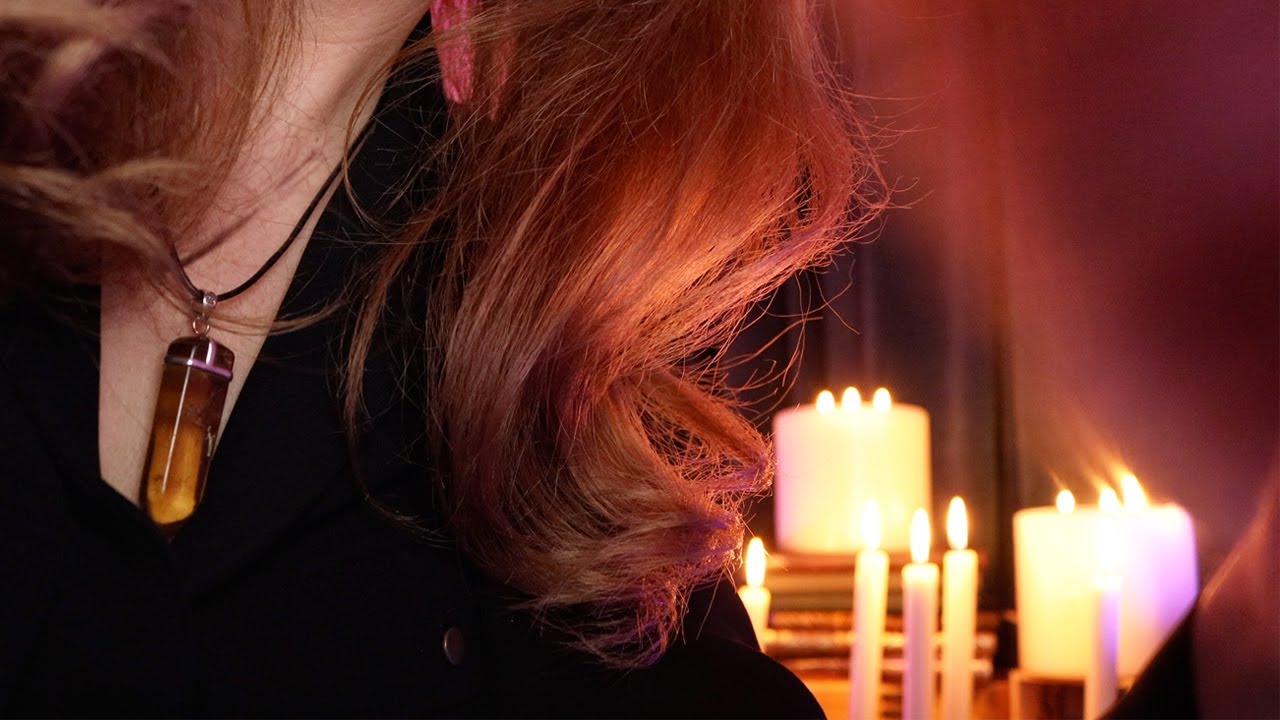 ASMR Face Brushing by Candlelight 🌟 Crackling Fire, Flame Gazing Meditation