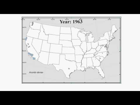 Historical Distribution of Invasive Arundo donax (giant cane)