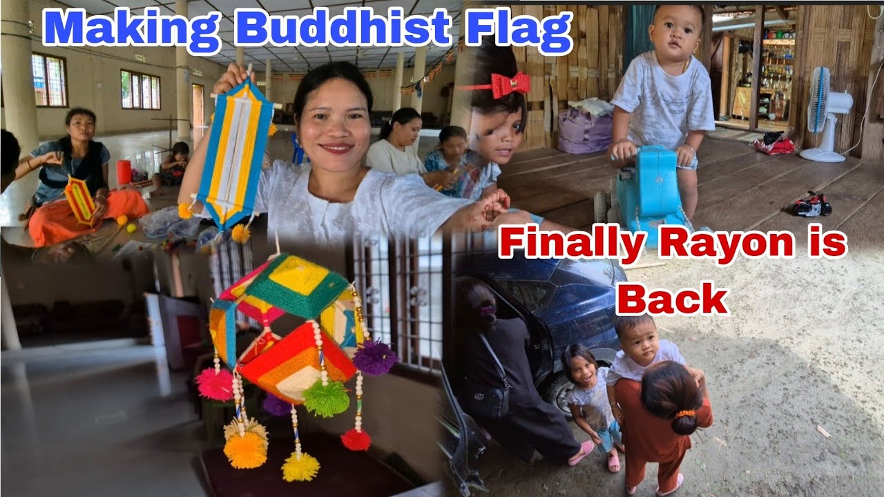 Manjita,Mavi & Rayon Enjoying  Together ❤️// I Made beautiful Buddhist Flag ☸️//#villagerlifestyle 