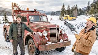 Modern Wrecker Failed on the Steep Slope — Old Man Brought His 1947 Diamond T and Saved the Day