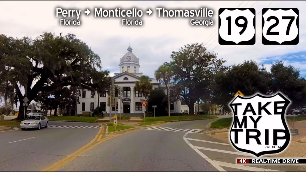 US 19 from Florida into Perry, Monticello, Thomasville In 4K