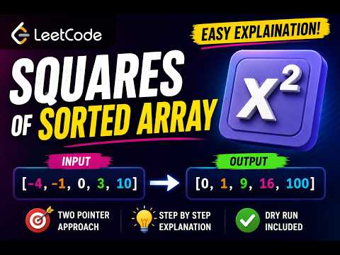 Squares of a Sorted Array. Leetcode problems to crack coding interviews.