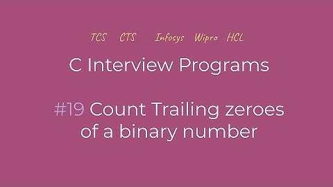 Count Trailing Zeroes in Binary Number (Tamil) | C Interview Programs | Logic First Tamil