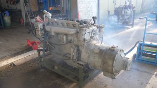 2 stroke 6 cylinder diesel engine -  first run since years! (YaAZ206/Detroit 6-71)